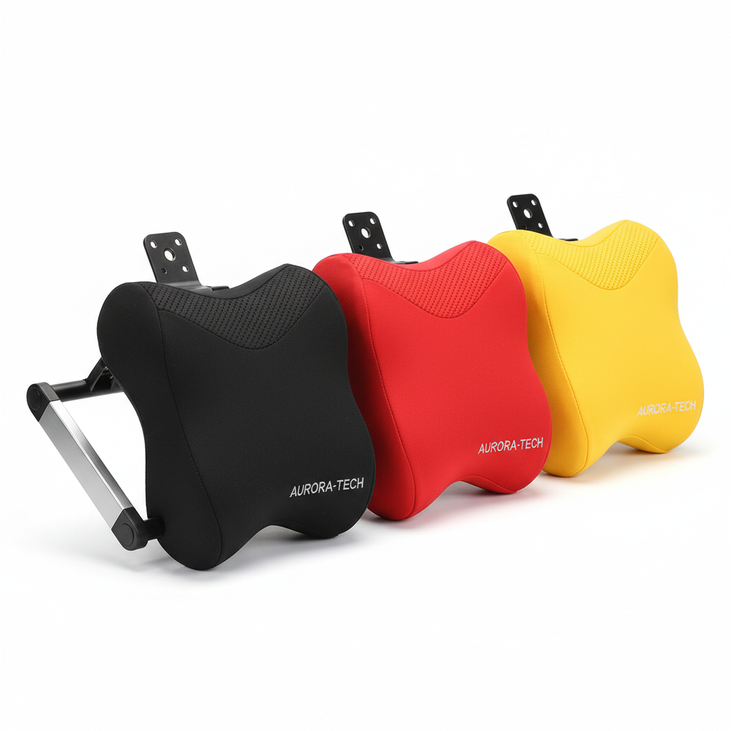 Appuie-tête ajustable ergonomique pour voiture en noir rouge et jaune